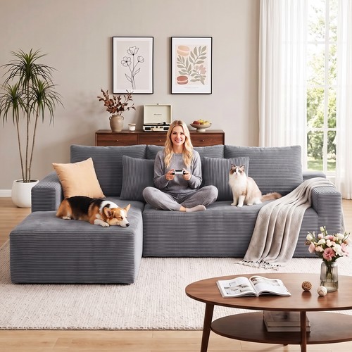 Ecksofa form cordstoff - ecksofa,
