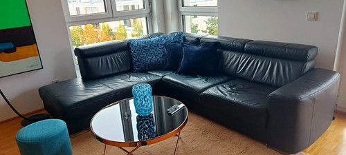 Ecksofa leder schwarz mit - leder,